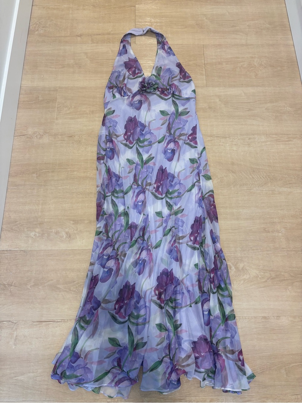 Astr Lavender Floral Halter Midi Dress - Picture 2 of 5